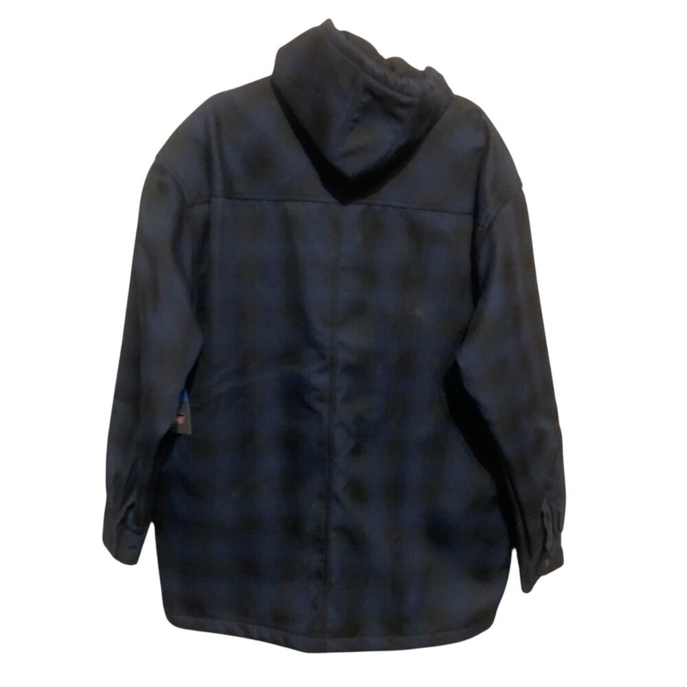 Dickies Mens Jacket 2XL Blue & Black Plaid Hooded Fleece Lining Chore - Picture 4 of 10